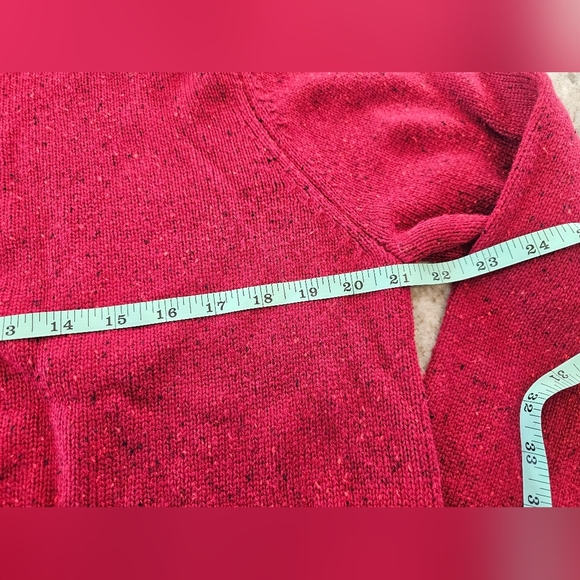Crown & Ivy Womens Red Speckled Knit Sweater Long Sleeve Crew Neck Acrylic Med - Picture 7 of 10